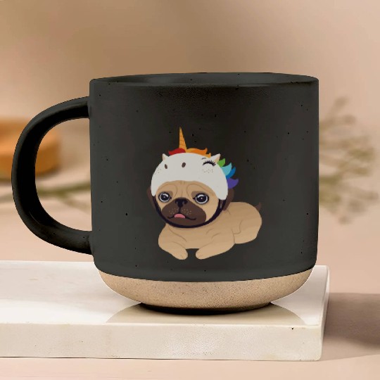 unicorn pug Pottery Mugs