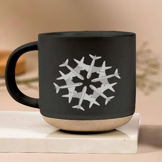 Airplane Snowflake Christmas Pottery Mugs