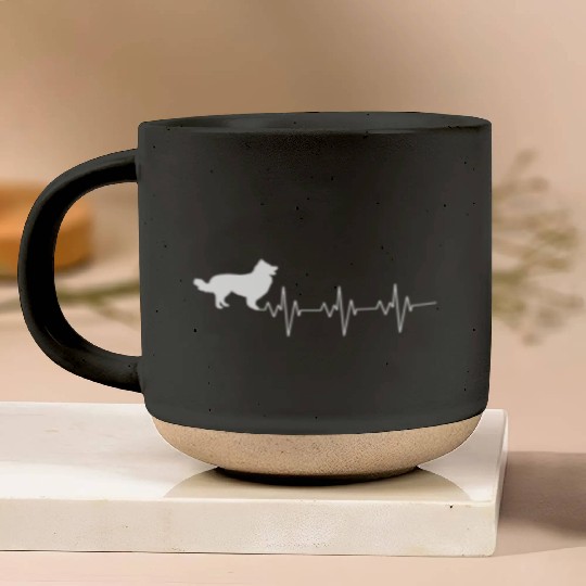 Border Collie Dog Heart Beat Gift Pottery Mugs