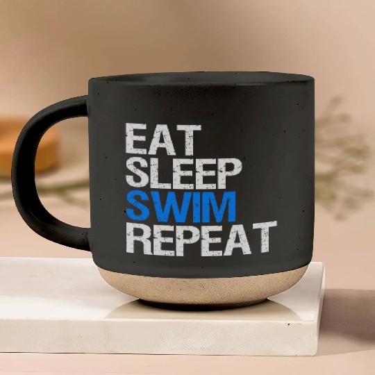 Eat Sleep Swim Repeat Gift Swim Coach. Pottery Mugs