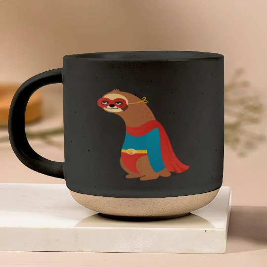 sloth superhero Pottery Mugs