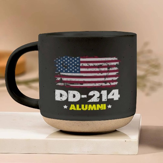 DD-214 Us Armed Forces Alumni American Flag Pottery Mugs