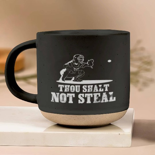 Baseball Catcher Joke - Thou Shalt Not Steal Pottery Mugs