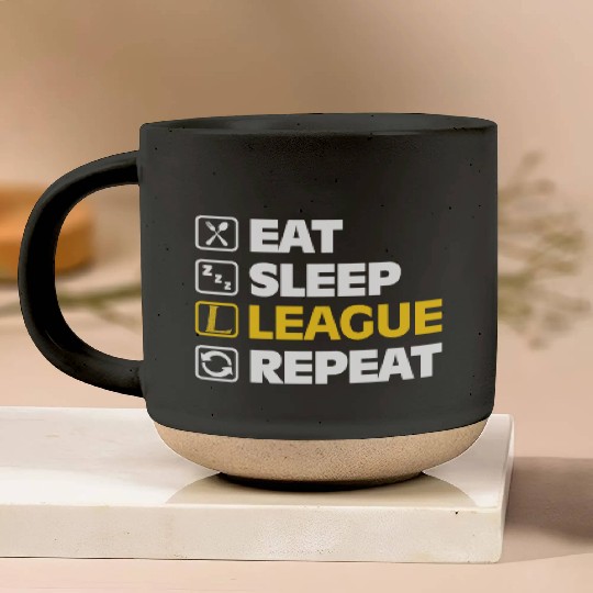 Eat Sleep League Repeat Bronze Master Legend LoL Pottery Mugs