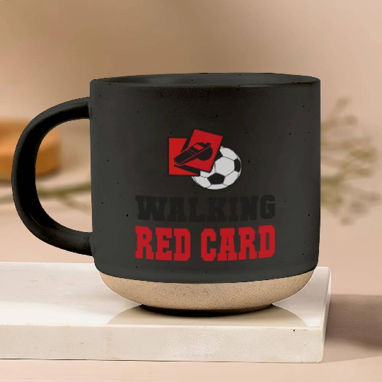 Walking red card referee soccer design Pottery Mugs
