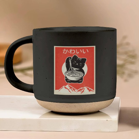 Vintage Kawaii Cat Anime graphic Gift Retro Pottery Mugs