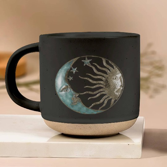 Moon and sun Pottery Mugs