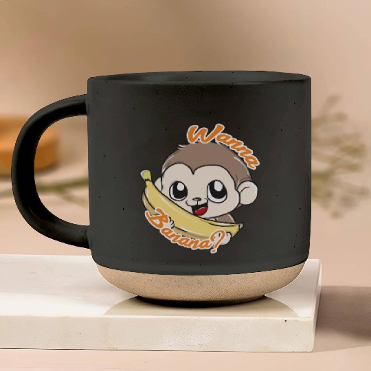Monkeys Banana Pottery Mugs