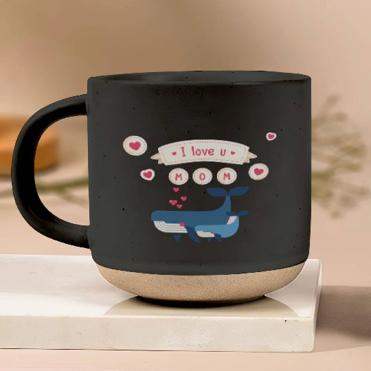 i love you mom whale Pottery Mugs