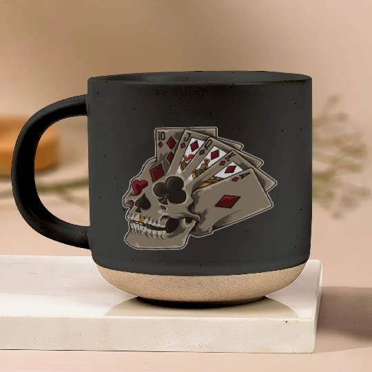 Poker Skull | Card Dealer Gambler Luck Jackpot Pottery Mugs