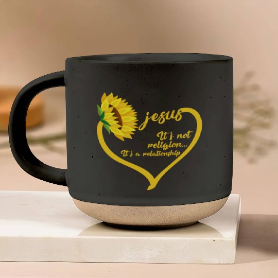 Religion It's A Relationship - Jesus Sunflower Pottery Mugs