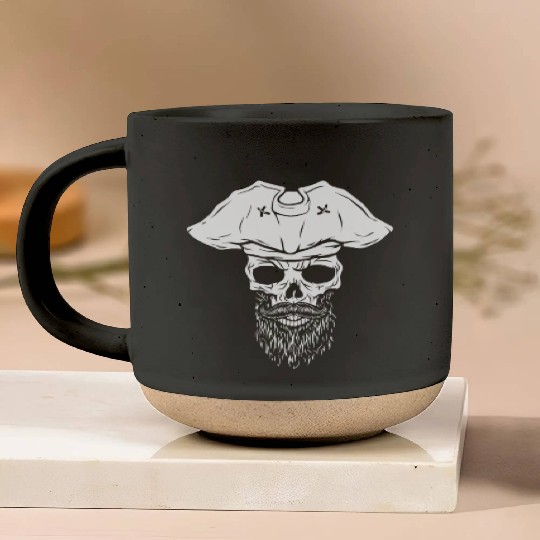 Pirate - skull with pirate hat Pottery Mugs