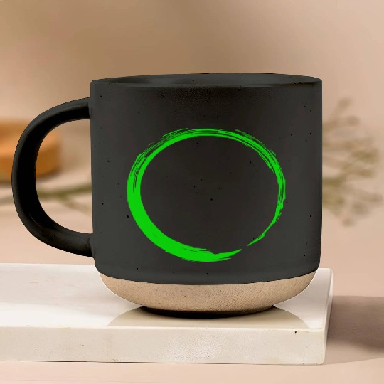Circle Design Green Pottery Mugs