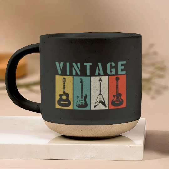 Guitar Player Vintage Gift Pottery Mugs