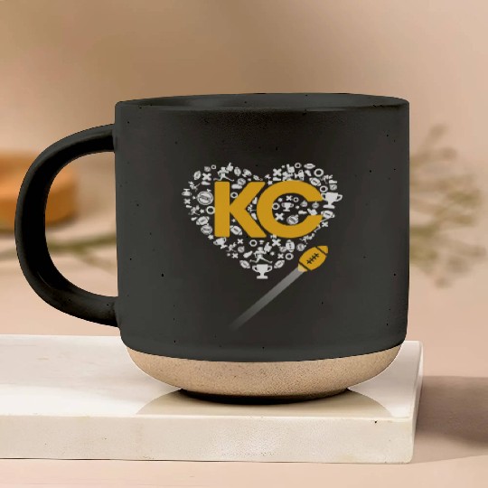I Love Kansas City Football Pottery Mugs Heart KC