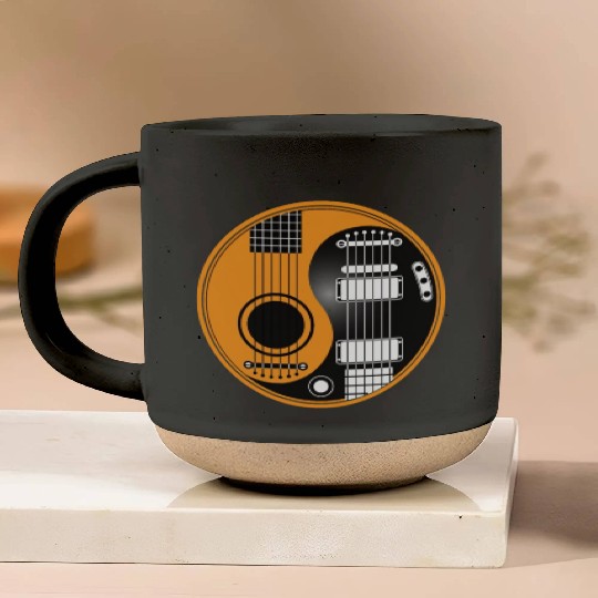 Guitar Ying Yang Pottery Mugs