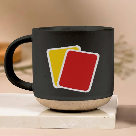 Red yellow card Pottery Mugs