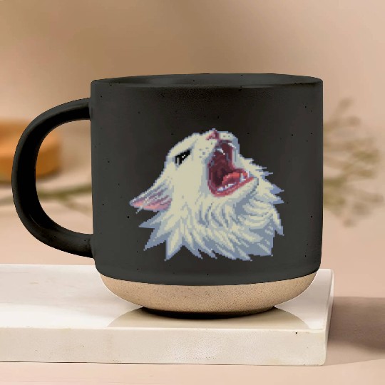 8 bit Screamin Thurston the Cat meme 2 Pottery Mugs