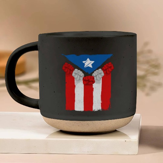 Raised Fists For Puerto Rico - Boricua Flag Pottery Mugs