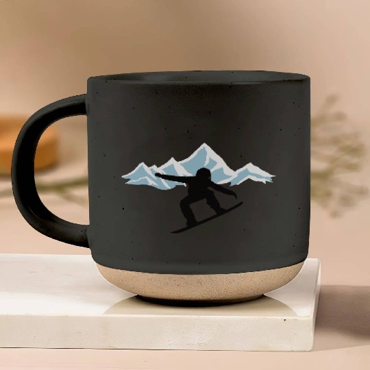 Snowboarding and Mountains Pottery Mugs