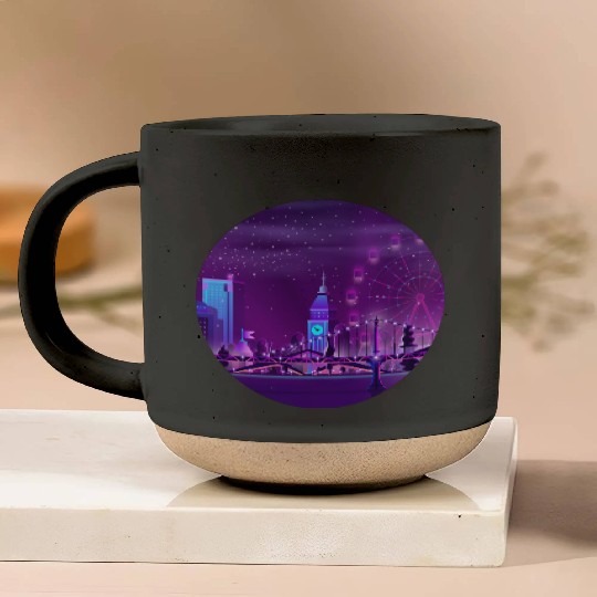 Synthwave Neon City: London Pottery Mugs