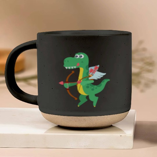 Lovely Dinosaur cupid in Valentine's day Pottery Mugs