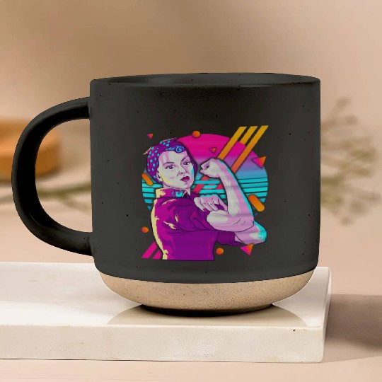 Rosie The Riveter Vaporwave Pottery Mugs