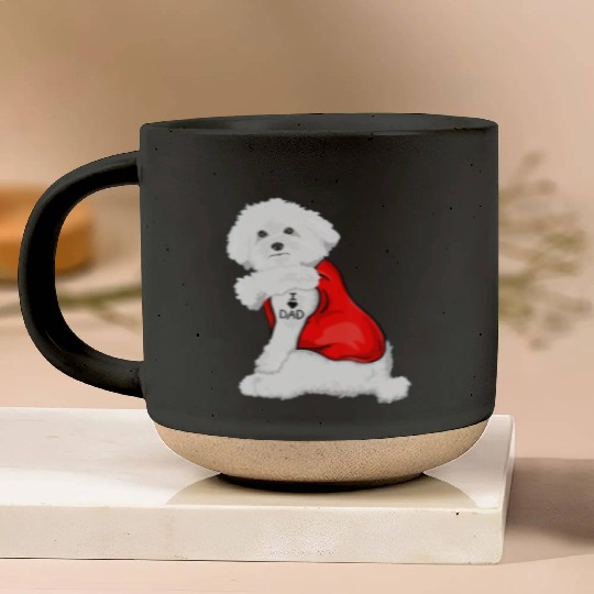 Funny bichon frise Dog I Love Mom Tattoo Lover Pottery Mugs