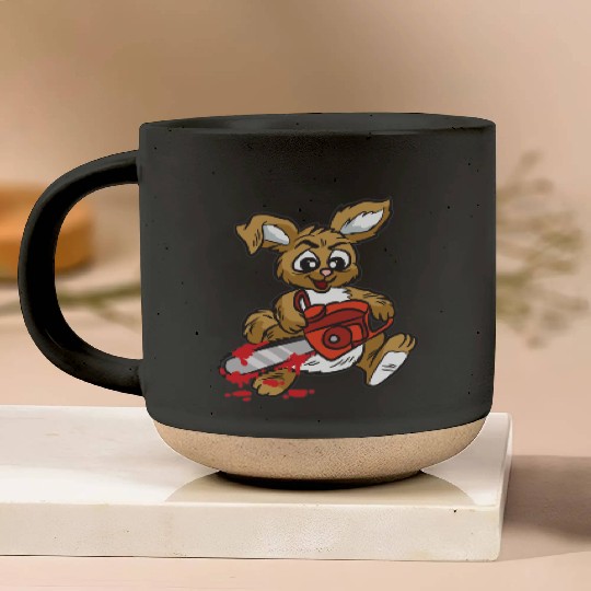 BAD BUNNY WITH CHAINSAW Pottery Mugs