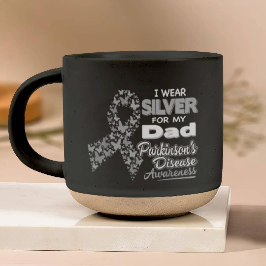 I Wear Silver for My Dad Parkinson Disease Aware Pottery Mugs
