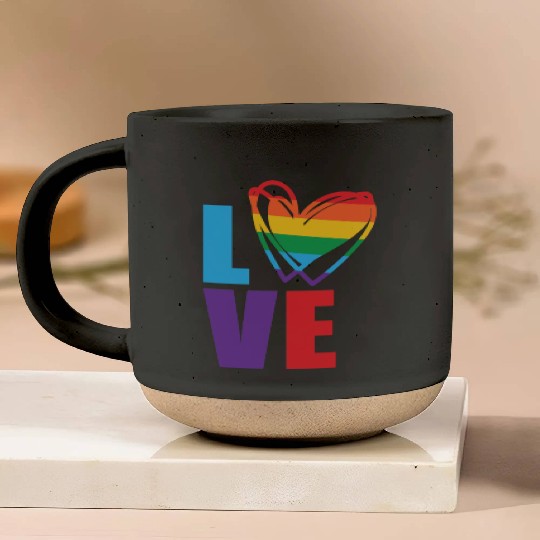Gay pride LGBT PRIDE LOVE HEART Pottery Mugs