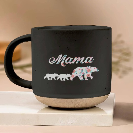 Floral Mama Bear Mom of 2 Mama Bear and Cubs Pottery Mugs