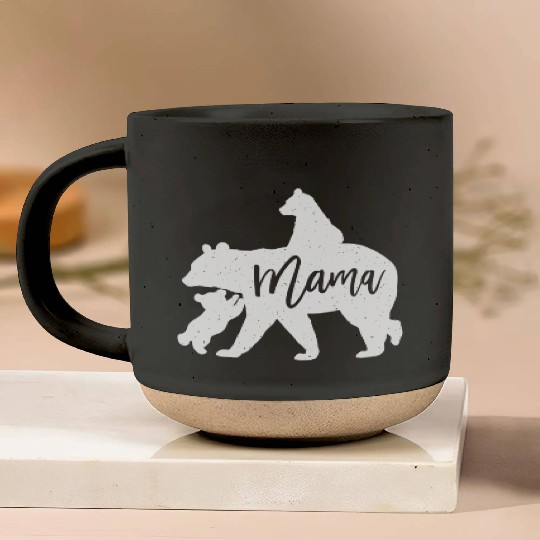 Mama Bear 2 Baby Bear Cubs Playing Riding on Back Pottery Mugs