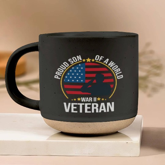 Proud Son of a War II Veteran for Military Family Pottery Mugs