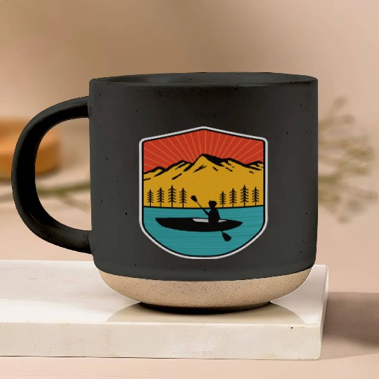 Retro Kayaking Boating Paddling In Lake Tahoe Pottery Mugs