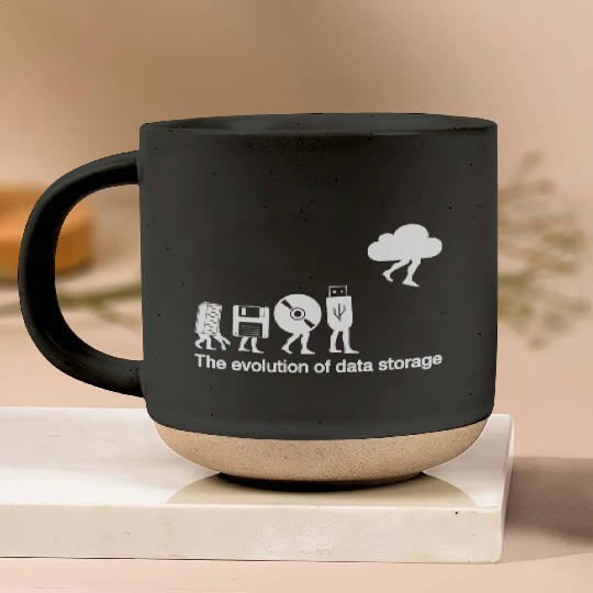 Funny evolution of data storage for nerd coder Pottery Mugs