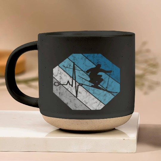 Ski Skiing Skier Mountains Retro Gift Winter Snow Pottery Mugs