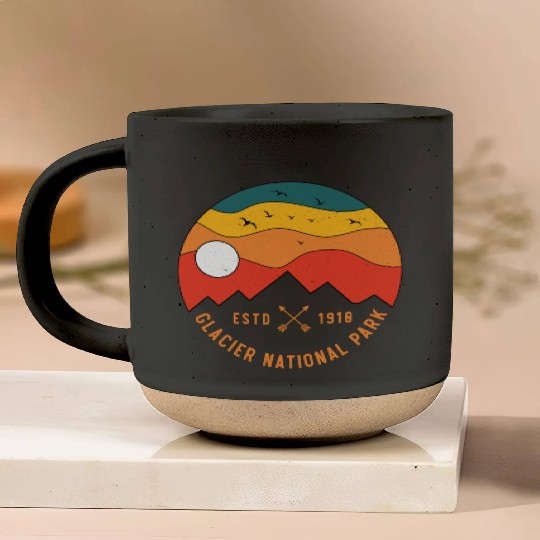 Retro Glacier National Park Montana Souvenir 80s Pottery Mugs