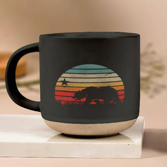 California Bear Retro Vintage Sunset Pottery Mugs