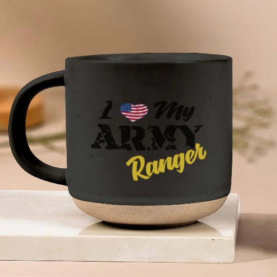 Proud US Army Ranger American Military Family Flag Pottery Mugs