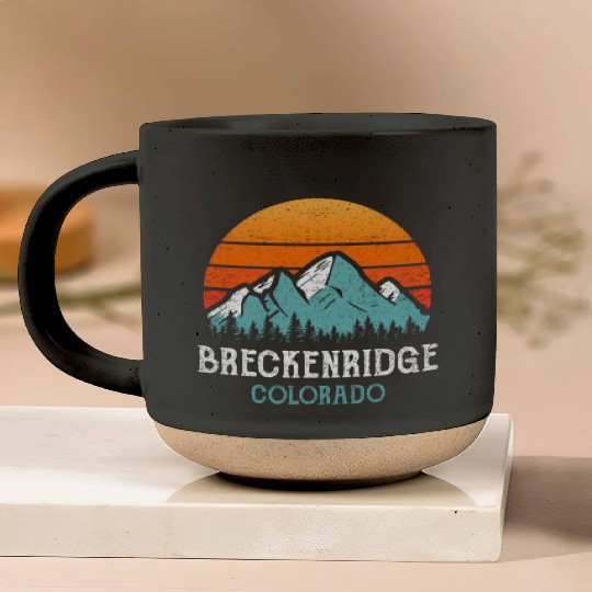 Vintage Breckenridge Pottery Mugs Retro Sun Mountains