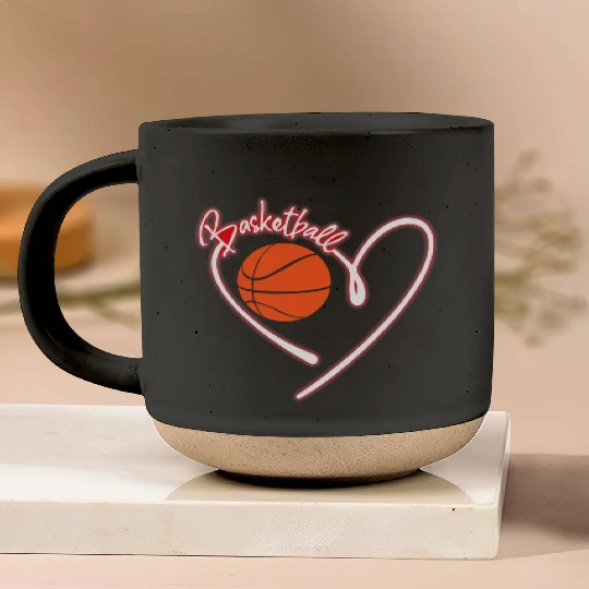 I Love Basketball Girl Basketball Player Heart Pottery Mugs