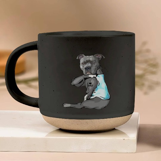 Cute Pitbull I Love Dad Dog Lovers Fathers Day Pottery Mugs