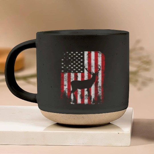 Deer Hunting Camouflage Flag Pottery Mugs