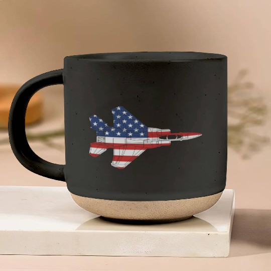 F-15 Eagle Fighter Jet Airplane American Flag F15l Pottery Mugs