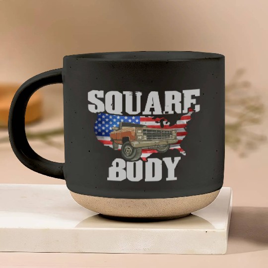 Square Body - American Flag Truck Lovers Pottery Mugs