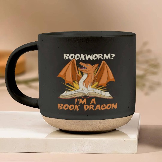 Book Dragon Design for a Fantasy Book Lover Pottery Mugs