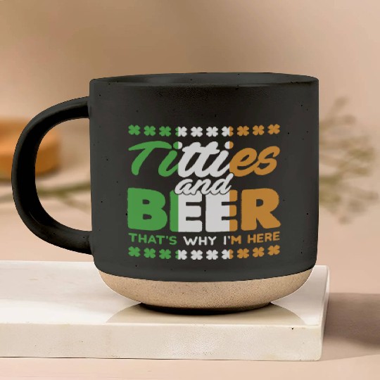 Funny St. Patricks Day Irish Titties And Beer Gift Pottery Mugs