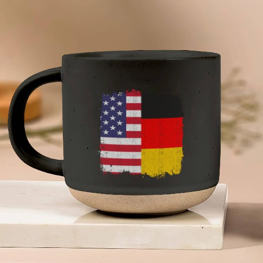 German American US Flag Germany Pottery Mugs