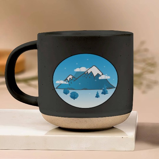 Snowy Blue Aesthetic Pottery Mugs
